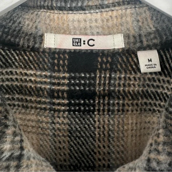 Clare Waight Keller x Uniqlo Black Cream Loose Fit Plaid Flannel Shirt Jacket - Picture 8 of 11